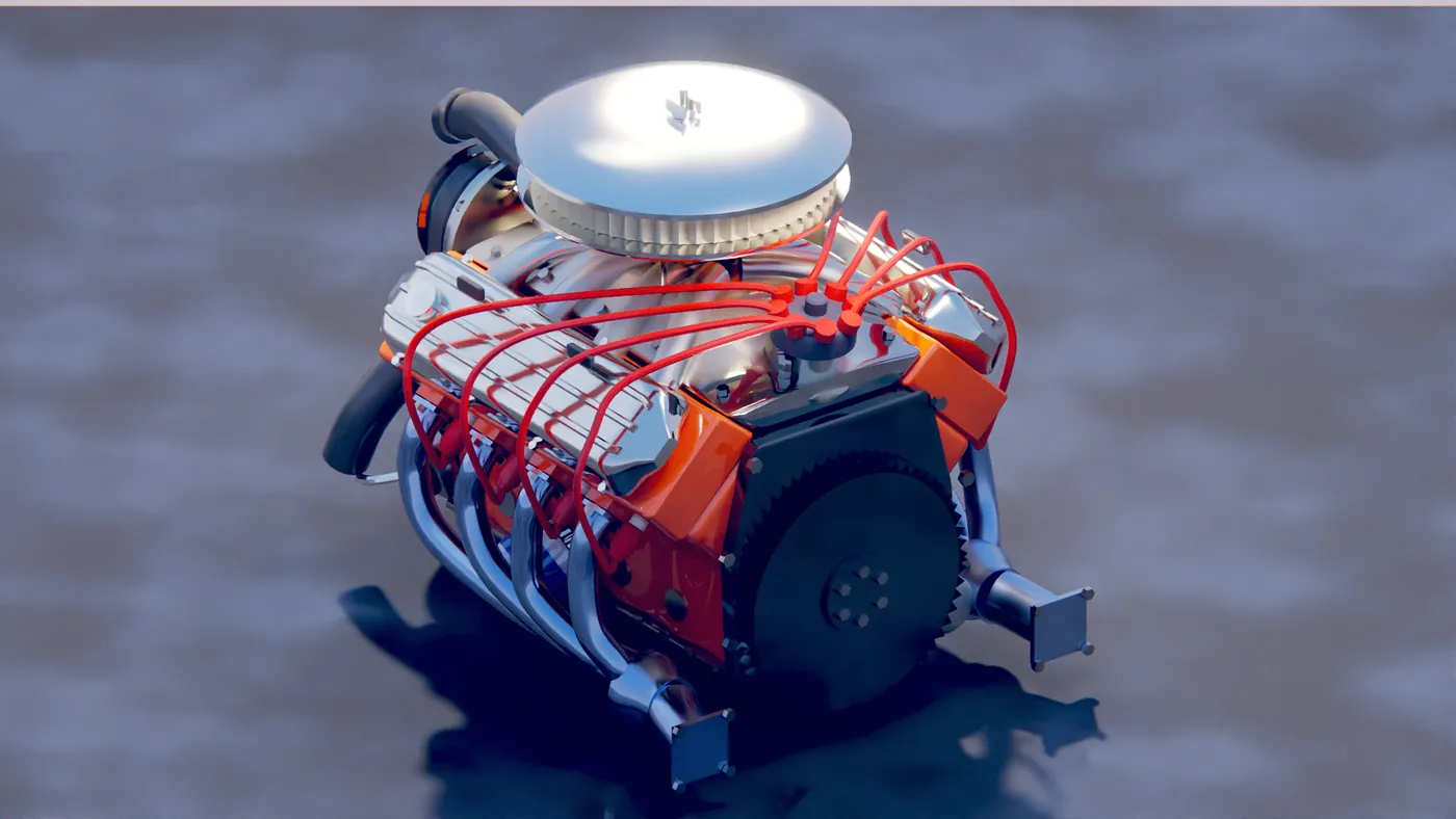 Render of V8 engine